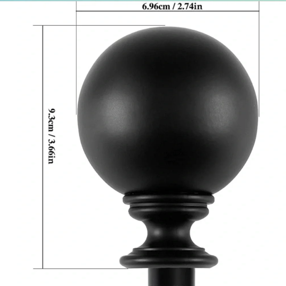 Curtain Rod Finials Round Black Matte